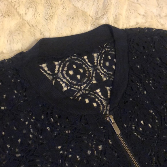 💙BLUE💙 Lightweight Lace Bomber Jacket - Picture 4 of 8
